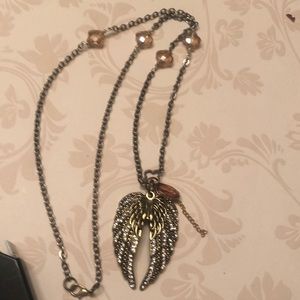 Wings Crystals Gold Beaded Necklace